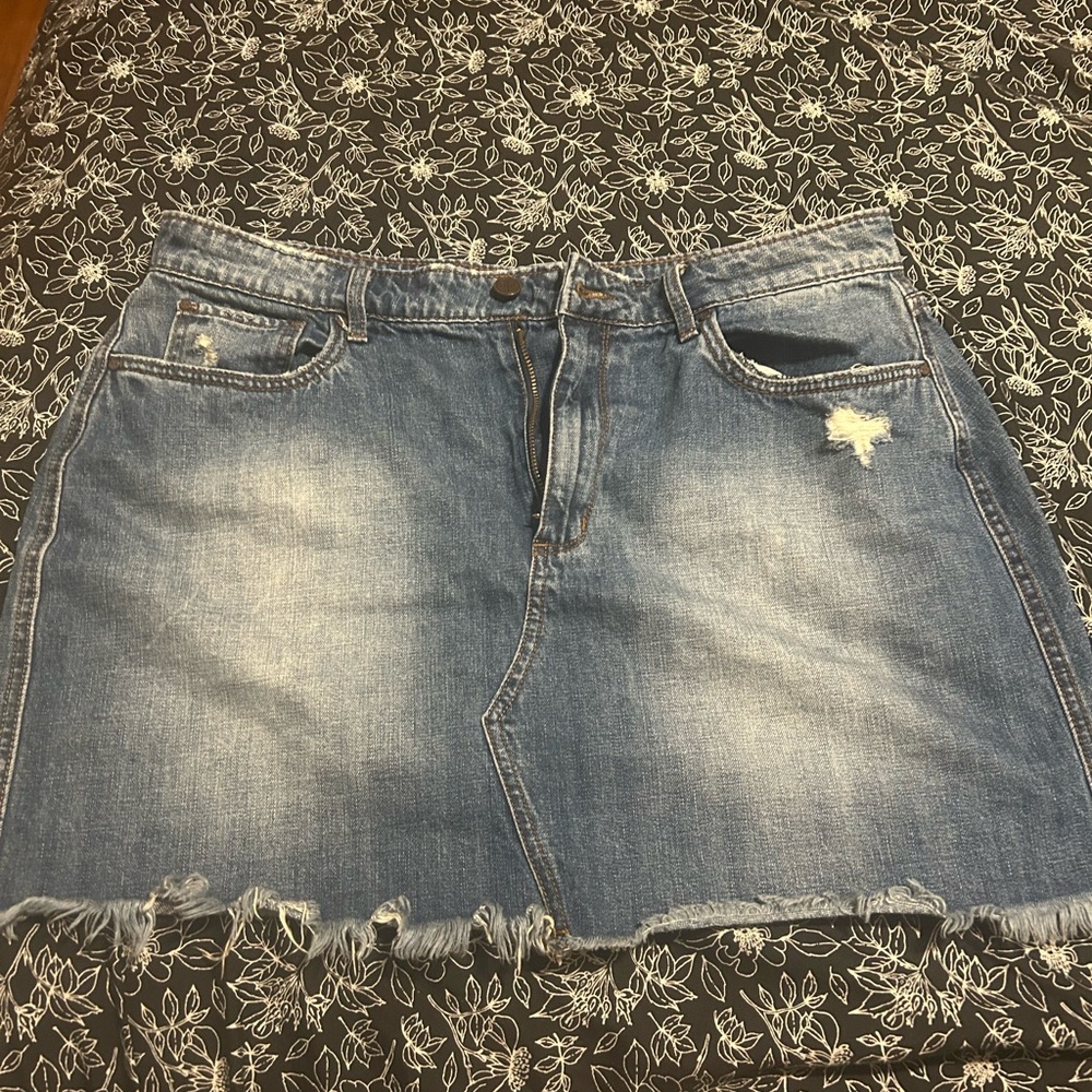 BP Blue Distressed Denim Mini Skirt